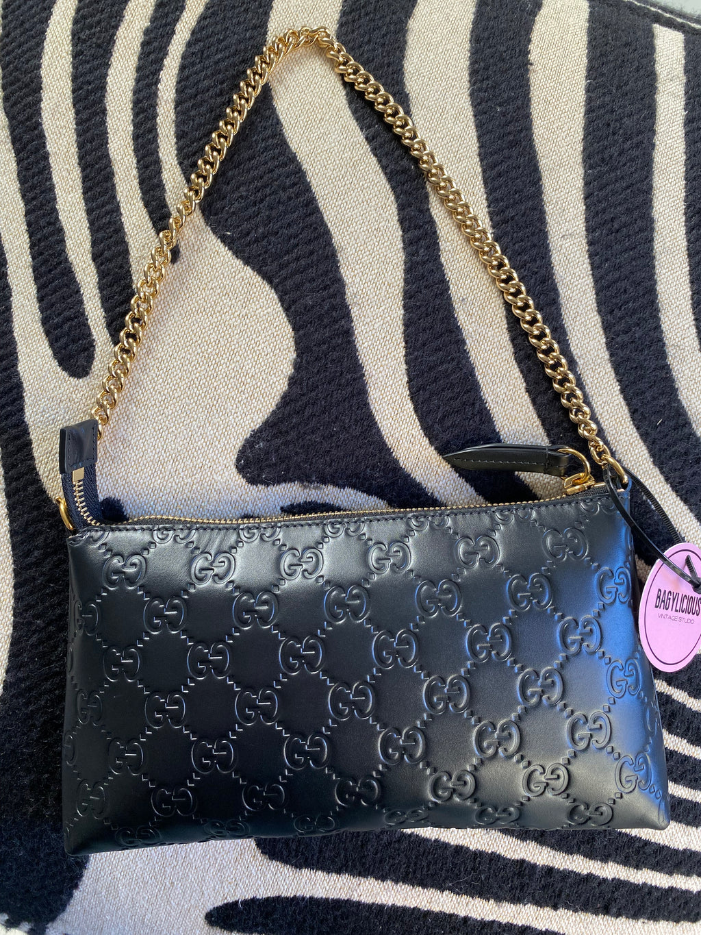 Gucci Borsa a spalla in pelle GG catena dorata