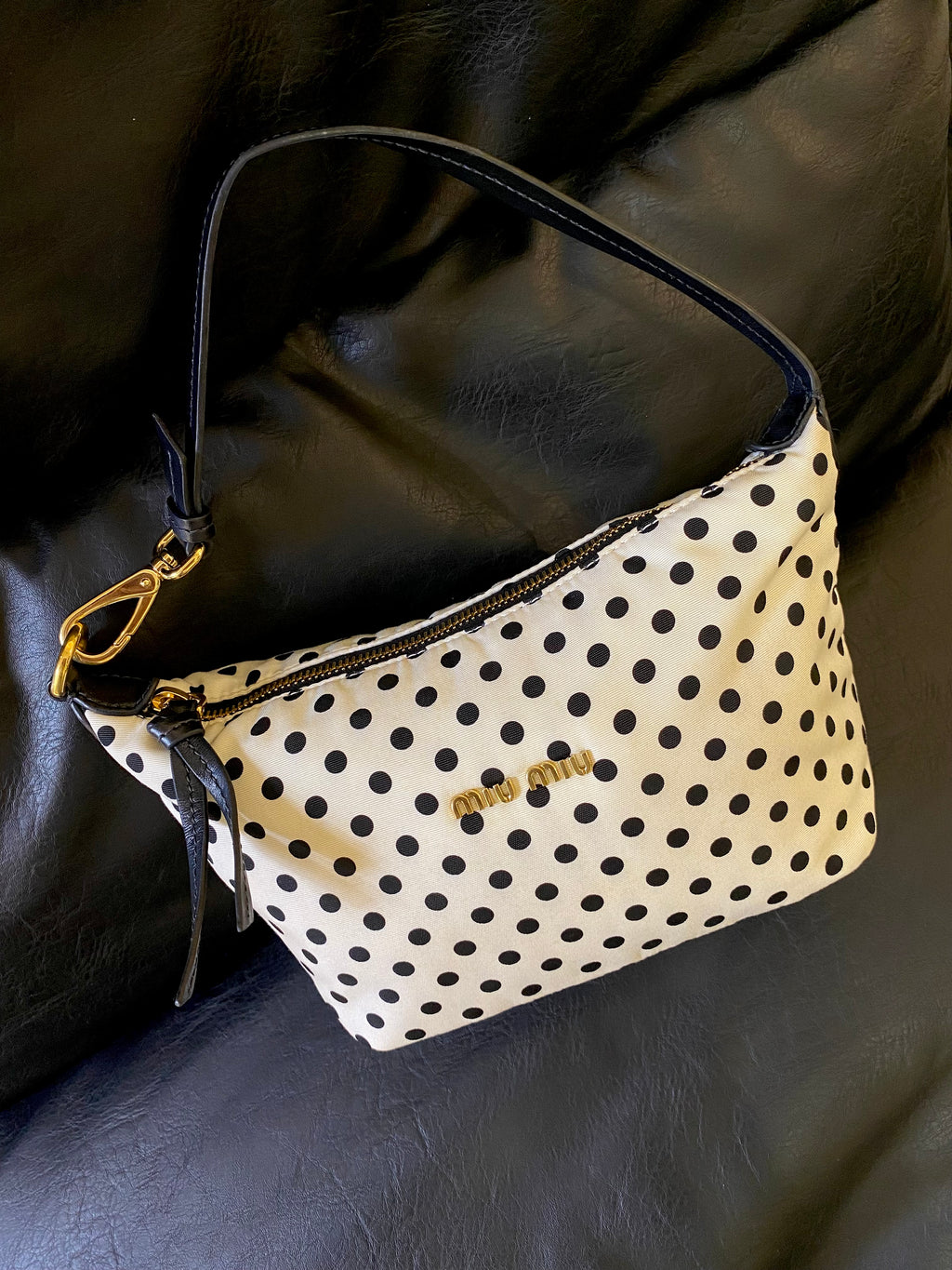 Miu miu borsa a spalla Polka Dot in nylon