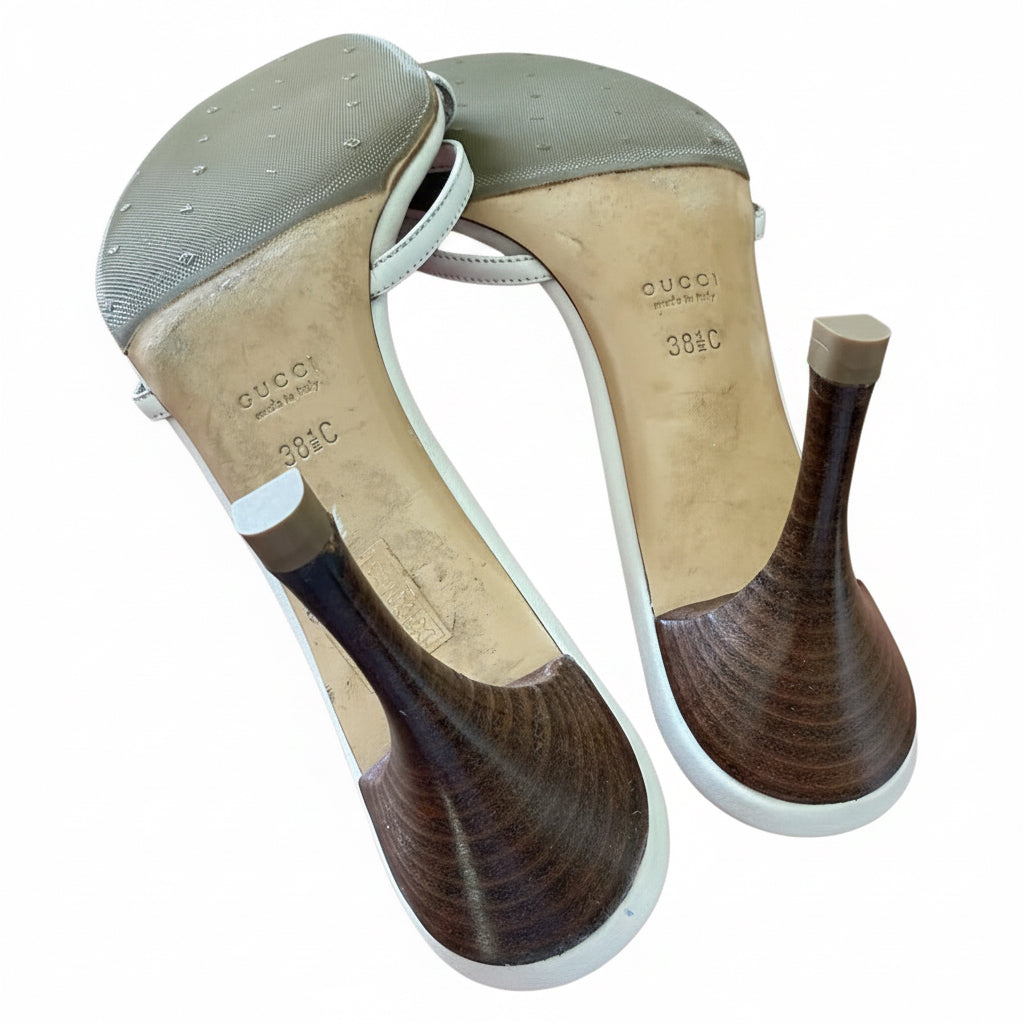 RARE Gucci by Tom Ford White Leather GG Logo Sandals