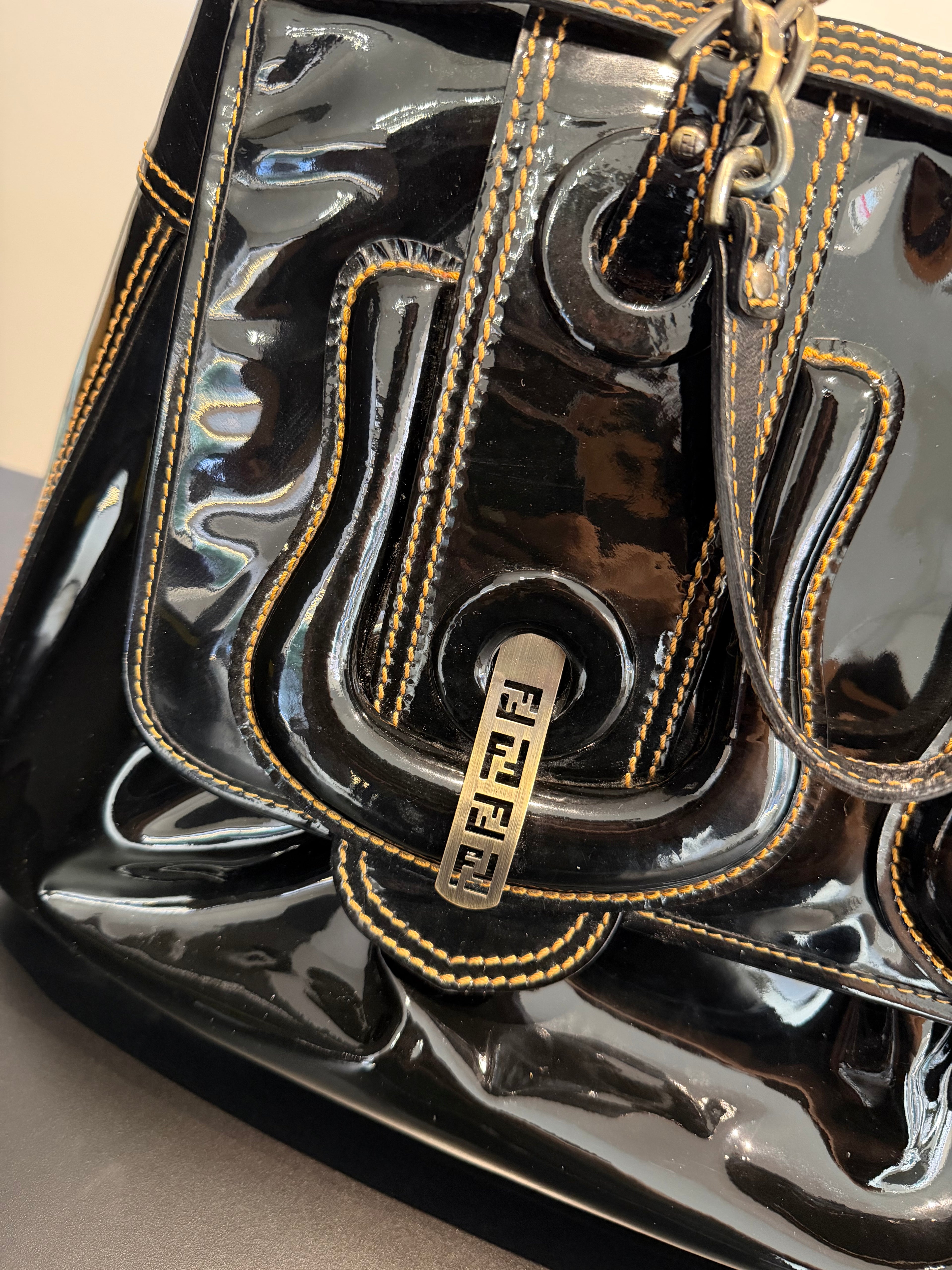 Fendi B Bag Tote – Patent Leather Black