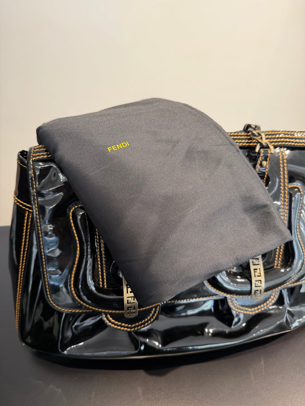 Fendi B Bag Tote – Patent Leather Black
