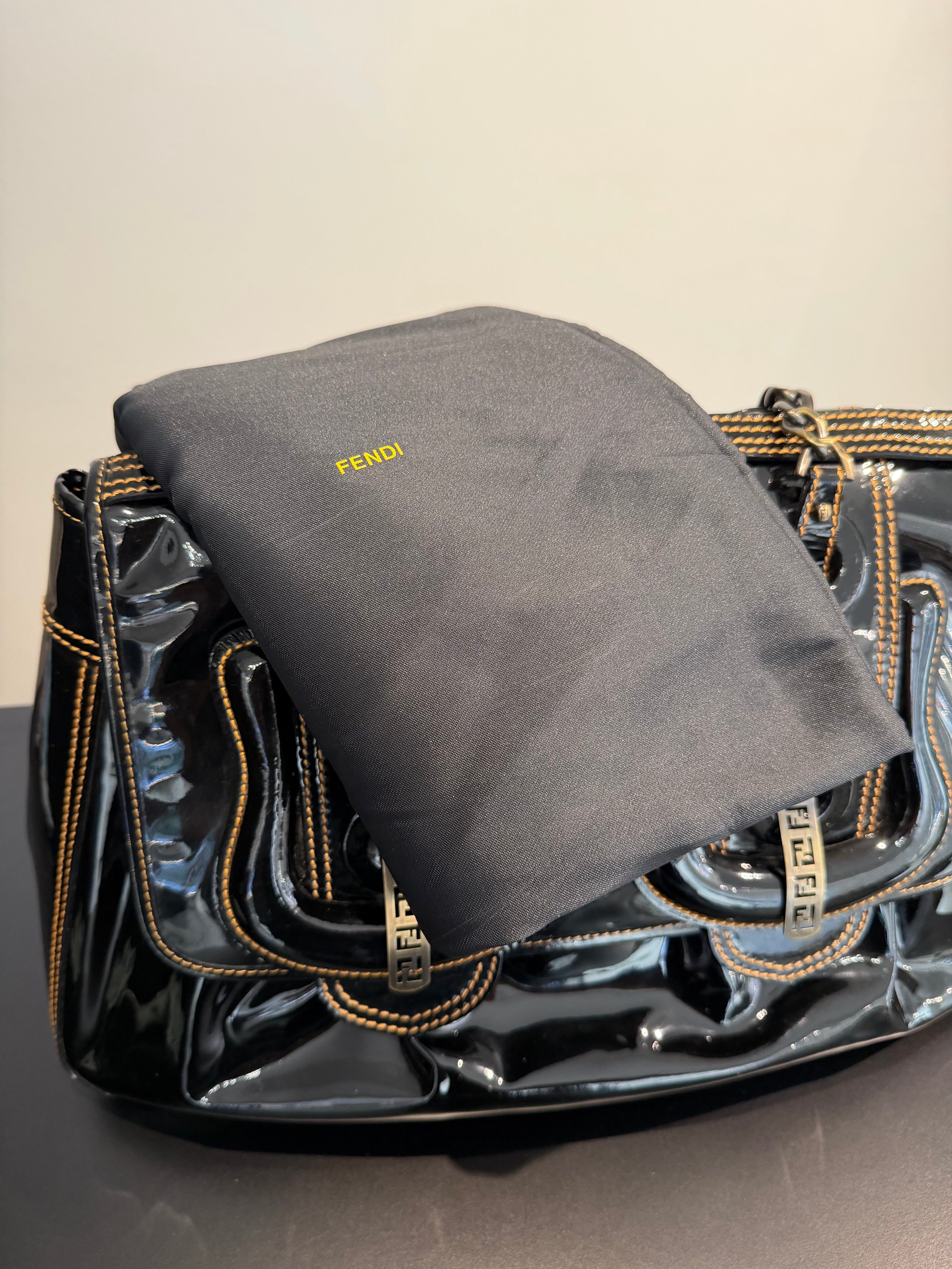 Fendi B Bag Tote – Patent Leather Black