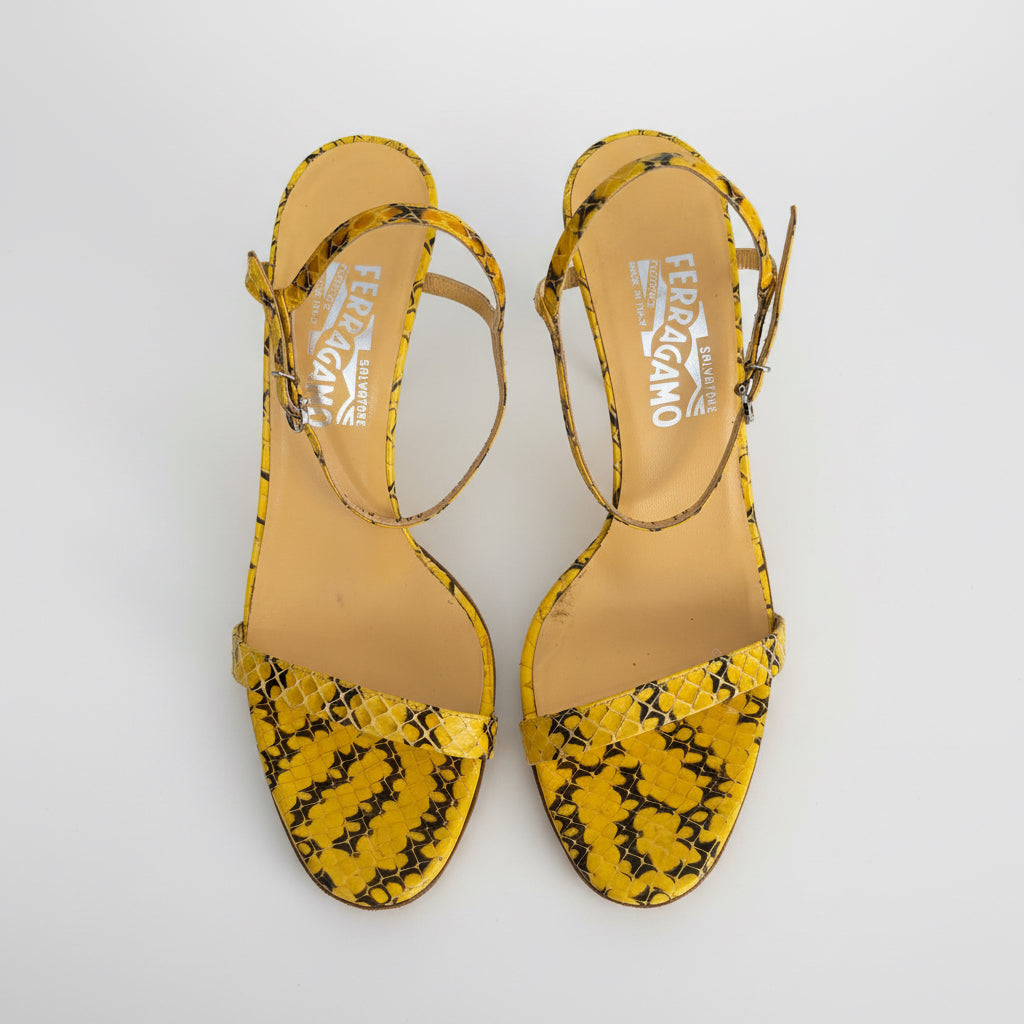 Sandali Salvatore Ferragamo vintage in pelle di pitone