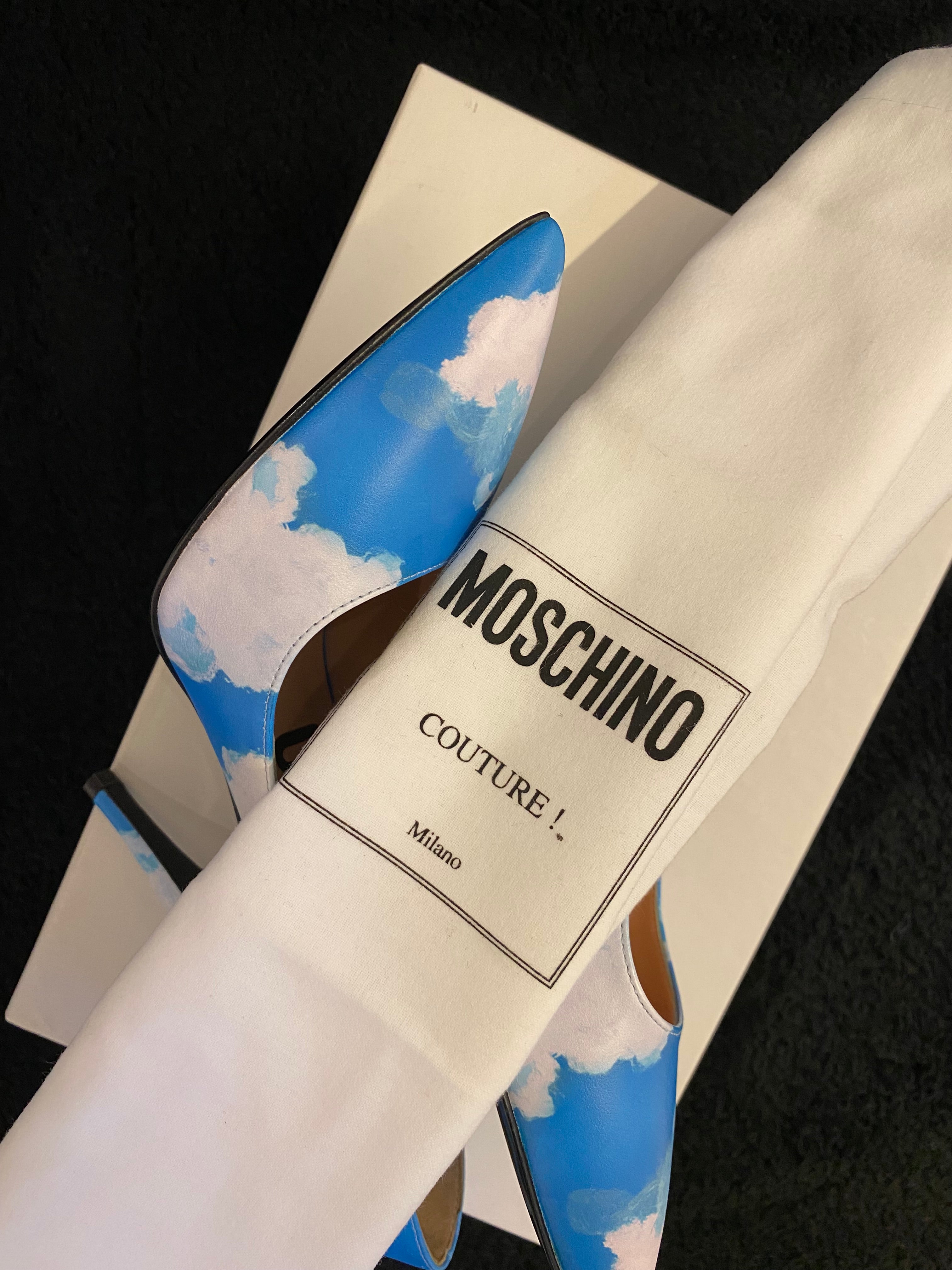Moschino FW20 Runway Cloud Print Pumps – Jeremy Scott Era