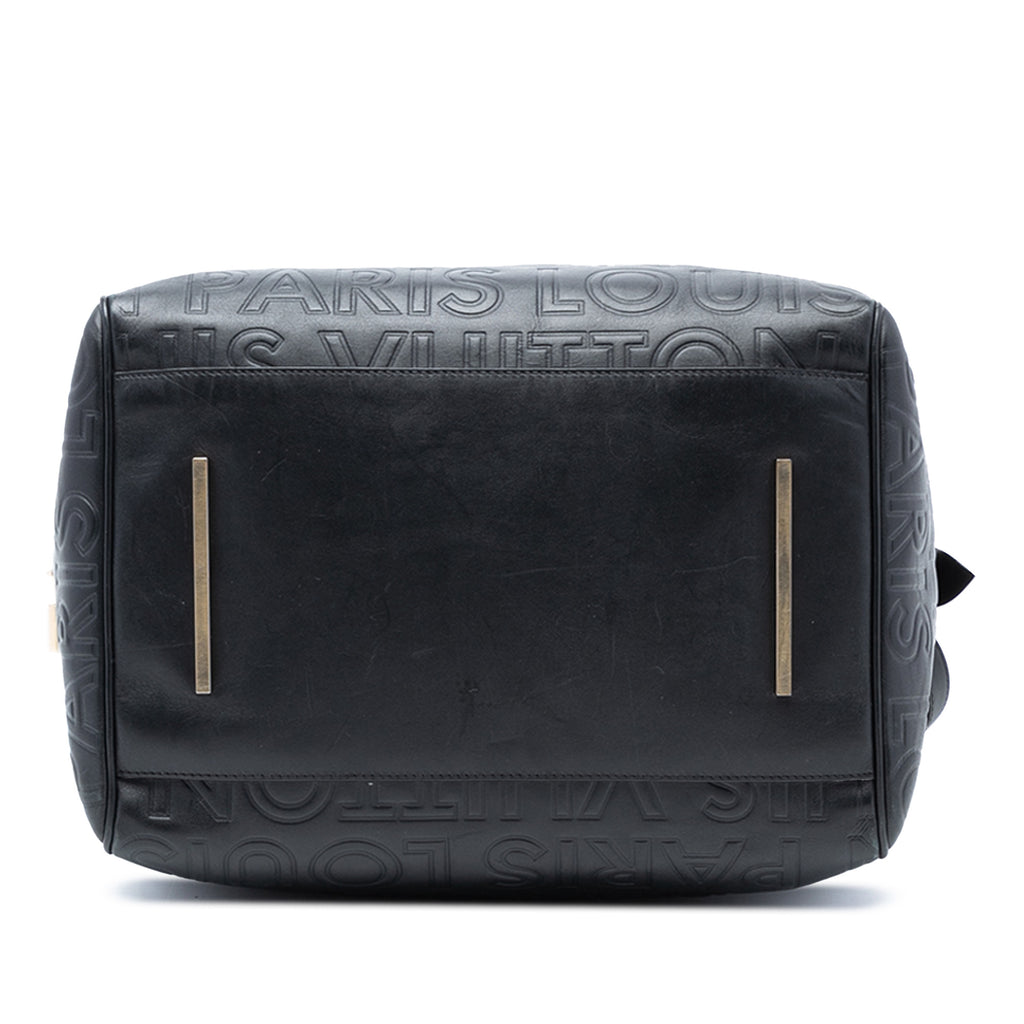 LOUIS VUITTON Limited Edition Black Monogram Paris Embossed Leather Speedy Cube 30 cm