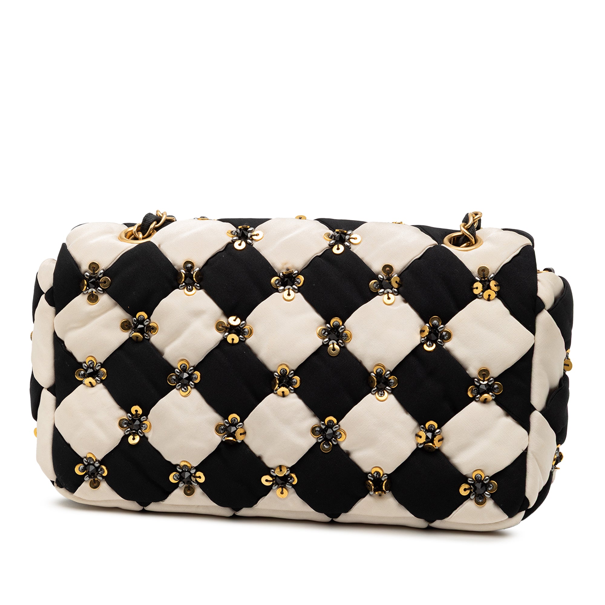Chanel Metiers D'art Fall 2021 iconici Flap - Black / White Fabric | Gold Hardware