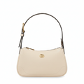 Gucci Aphrodite Small Leather Shoulder Bag in pelle martellata color crema
