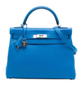 Hermès Kelly II Retourne 32 in pelle Clémence blu