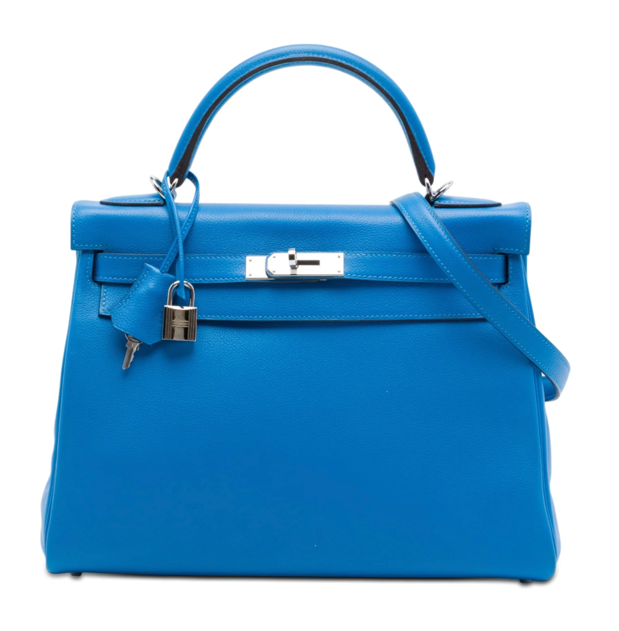 Hermès Kelly II Retourne 32 in pelle Clémence blu
