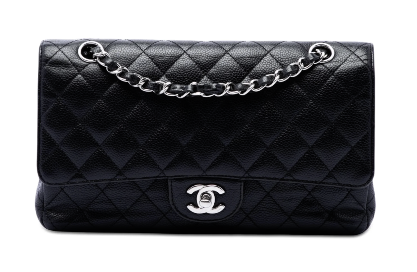 Chanel Classic Double Flap Medium 25 in pelle Caviar nera – 2009/2010