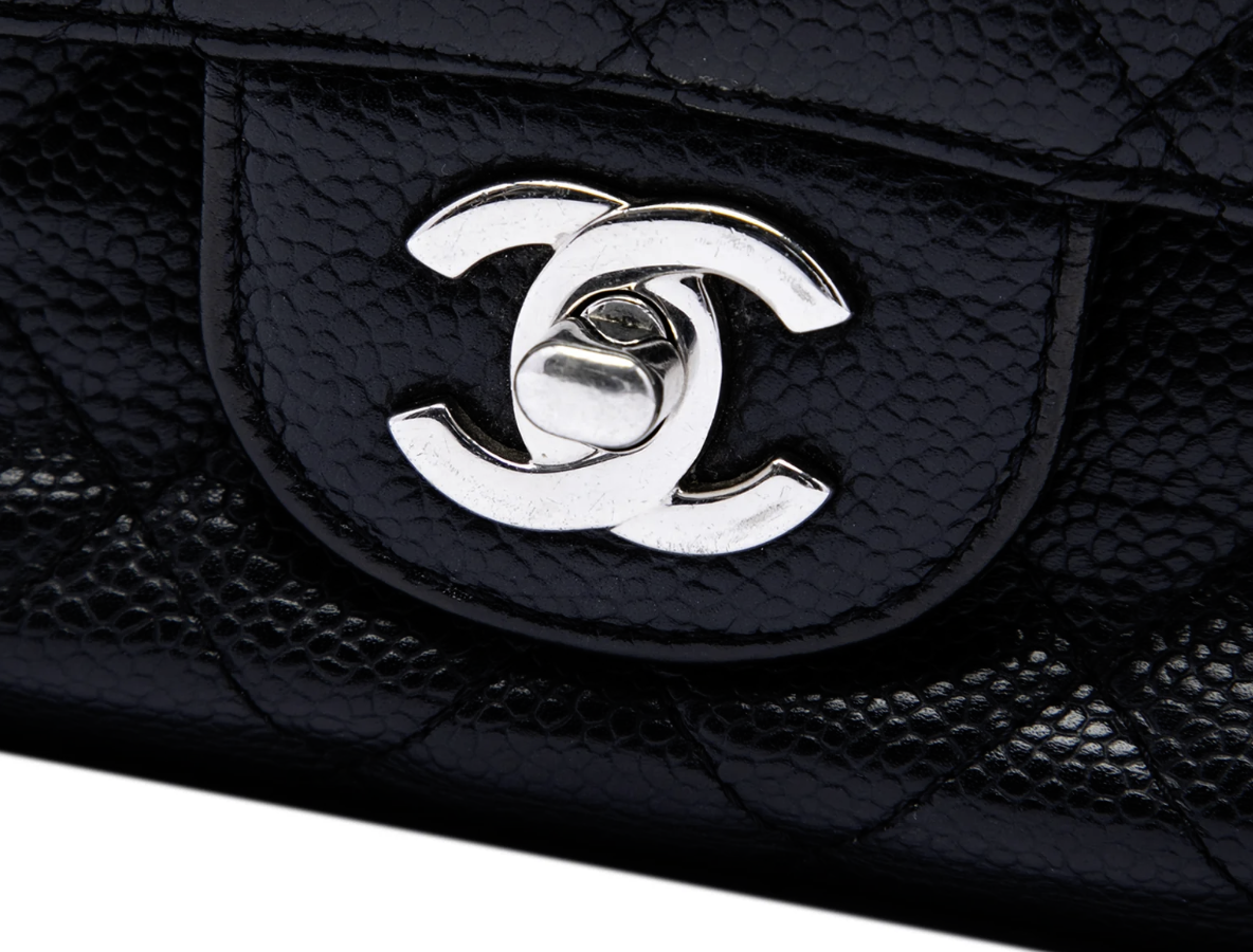 Chanel Classic Double Flap Medium 25 in pelle Caviar nera – 2009/2010