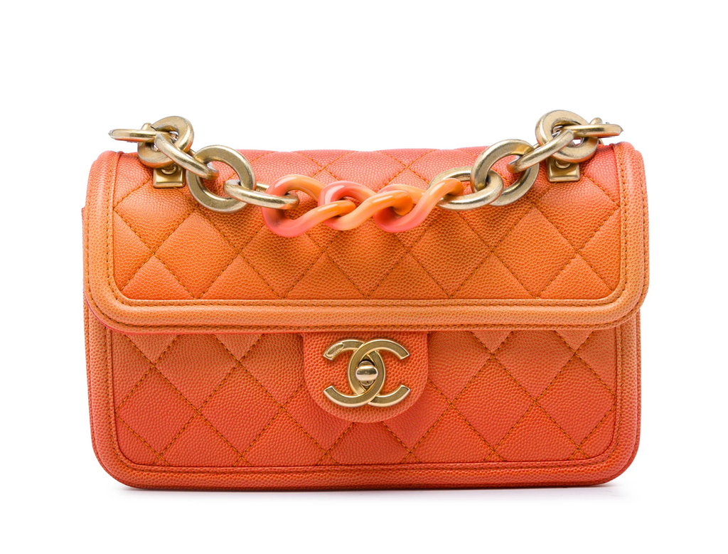 Chanel Small Sunset on the Sea Flap in Caviar arancione – 2019