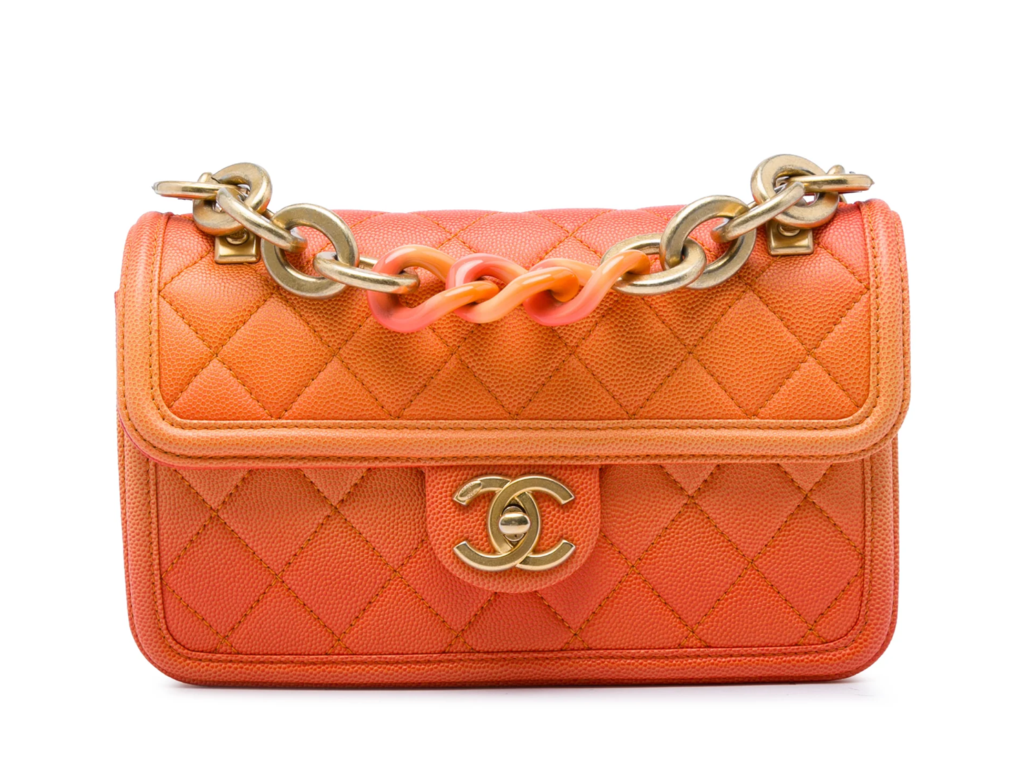 Chanel Small Sunset on the Sea Flap in Caviar arancione – 2019
