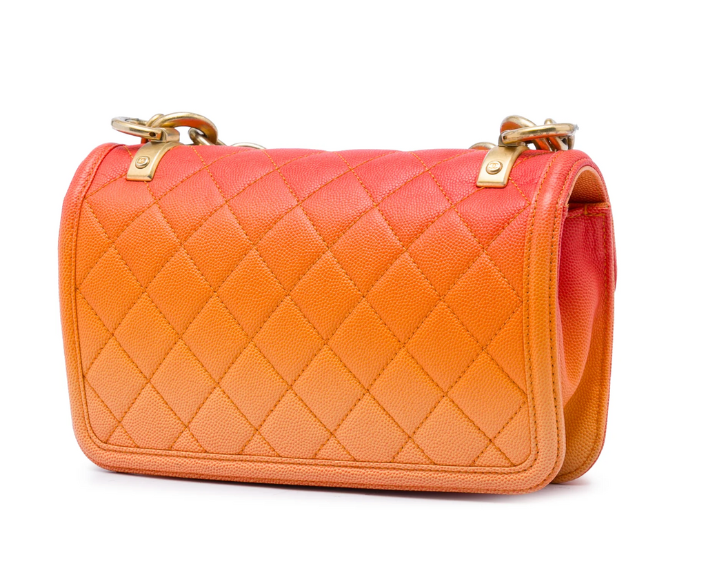 Chanel Small Sunset on the Sea Flap in Caviar arancione – 2019
