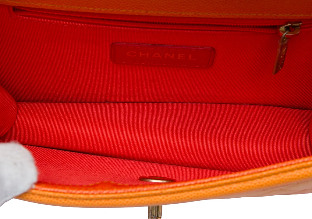 Chanel Small Sunset on the Sea Flap in Caviar arancione – 2019