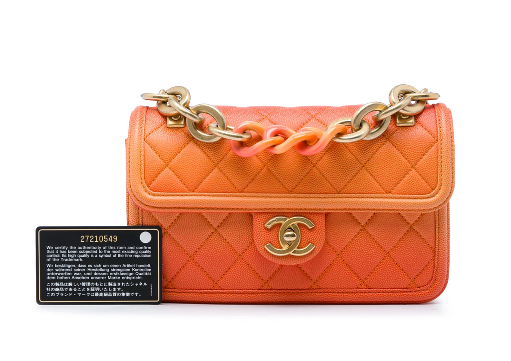 Chanel Small Sunset on the Sea Flap in Caviar arancione – 2019